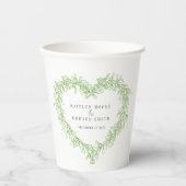 Mistletoe line art green winter bruiloft custom papieren bekers (Voorkant)