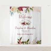 Mistletoe Manor Aquarel Winter Bruiloft Welkom Wandkleed (Voorkant)