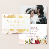 Mistletoe Manor Chic Dank u bruiloft foto goud Folie Kaarten (Display)