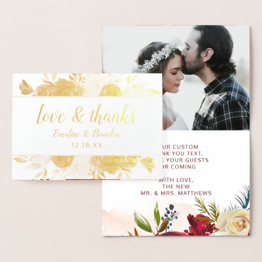 Mistletoe Manor Chic Dank u bruiloft foto goud Folie Kaarten (Display)