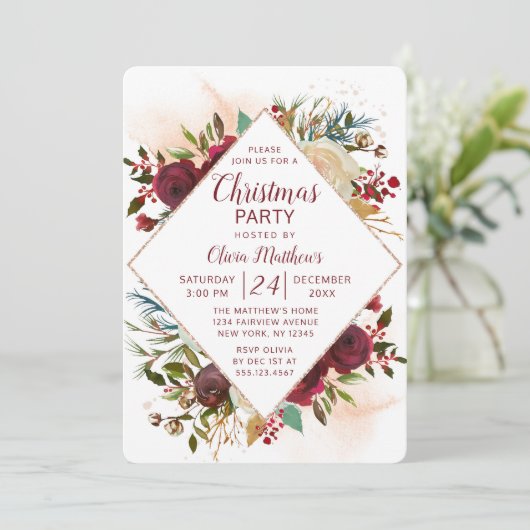 Mistletoe Manor Floral kerstfeest Kaart (Staand voorkant)