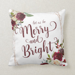 Mistletoe Manor Floral Laat ons vrolijk en helder  Kussen