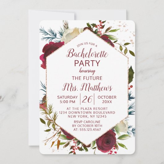 Mistletoe Manor Hexagon Lijst vrijgezellenfeest Kaart (Voorkant)