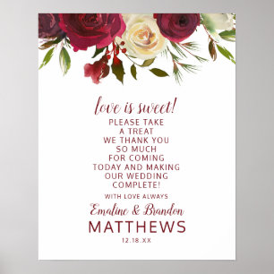 Mistletoe Manor Love is Sweet Treat Wedding Sign Poster