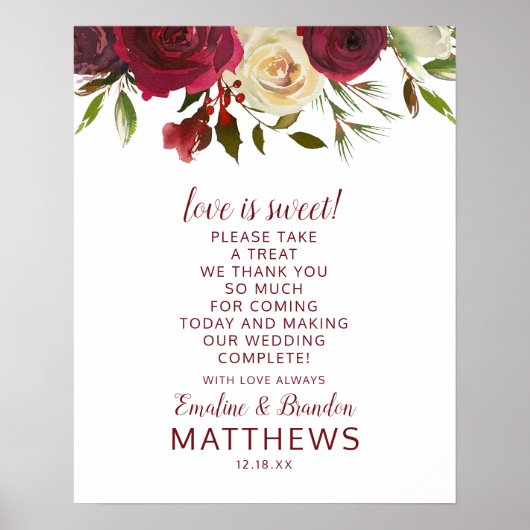 Mistletoe Manor Love is Sweet Treat Wedding Sign Poster (Voorkant)