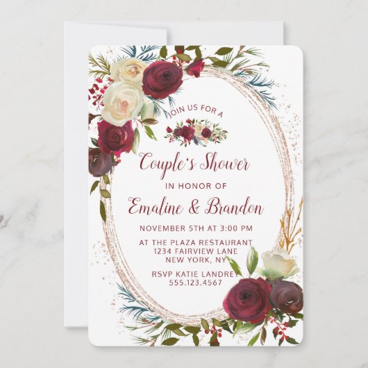 Mistletoe Manor Ovaal Lijst Couple's Trouwdouche Kaart (Voorkant)