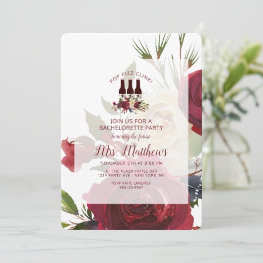 Mistletoe Manor Pop Fizz Clink Bachelorette Party Kaart (Staand voorkant)