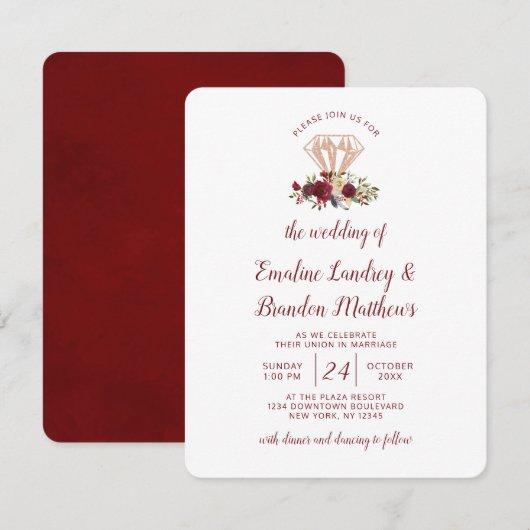 Mistletoe Manor Roos Gold Diamond Boeket Bruiloft Kaart (Voorkant / Achterkant)