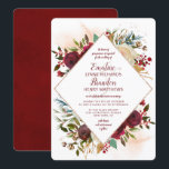 Mistletoe Manor Roos Gold Diamond Lijst Bruiloft Kaart<br><div class="desc">Mistletoe Manor Waterverf Lush Winter Rozen Design met handgeschilderde bloemstukken, Holly Berry Leaves, Pine Spring Foliage. Kleurrijke Marsala, Wijn Merlot Rood, Bourgogne, Ivoor Cream, en Groen. Met Swirly Chic Typography Brush Script Fonts, en Roos Gold Glitter Folie, Waterverf Paint Brush Strokes, Geometric Diamond Lijst, en Elegant bloemenontwerp - Wedding Invitations!...</div>