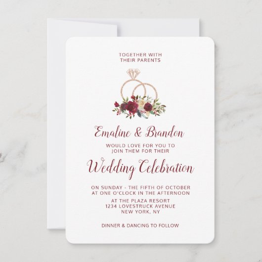 Mistletoe Manor Roos Gold Sparkle Rings Bruiloft Kaart (Voorkant)