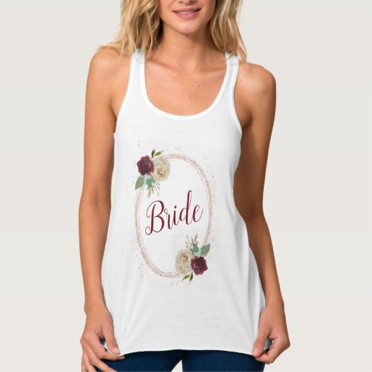 Mistletoe Manor Roos Goud Ovaal Bloemen Lijst Brui Tanktop (Voorkant)