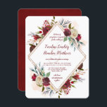 Mistletoe Manor Roos Gouden Dubbele Diamant Bruilo Kaart<br><div class="desc">Mistletoe Manor Waterverf Lush Winter Rozen Design met handgeschilderde bloemstukken, Holly Berry Leaves, Pine Spring Foliage. Kleurrijke Marsala, Wijn Merlot Rood, Bourgogne, Ivoor Cream, en Groen. Met Swirly Chic Typography Brush Script Fonts, en Roos Gold Glitter Folie, Waterverf Paint Brush Strokes, Geometric Double Diamond Lijst, en Elegant bloemenontwerp - bruiloft...</div>
