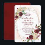 Mistletoe Manor Roos Gouden Geometrische bruiloft Kaart<br><div class="desc">Mistletoe Manor Waterverf Lush Winter Rozen Design met handgeschilderde bloemstukken, Holly Berry Leaves, Pine Spring Foliage. Kleurrijke Marsala, Wijn Merlot Rood, Bourgogne, Ivoor Cream, en Groen. Met Swirly Chic Typography Brush Script Fonts, en Roos Gold Glitter Folie Geometrisch Terrarium Abstract gevormd Lijst, en Elegant bloemenontwerp - bruiloft uitnodigingen! ~ Controleer...</div>