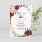 Mistletoe Manor Roos Gouden Ovale Trouwceremonie Programmakaart (Staand voorkant)