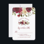Mistletoe Manor Top Border Bruiloft RSVP Antwoord<br><div class="desc">Mistletoe Manor Waterverf Lush Winter Rozen Design met handgeschilderde bloemstukken, Holly Berry Leaves, Pine Spring Foliage. Kleurrijke Marsala, Wijn Merlot Rood, Bourgogne, Ivoor Cream, en Groen. Met Swirly Chic Typography Brush Script Fonts, Top Border Drop en Elegant bloemenboeket- Wedding RSVP Kaarten! ~ Controleer mijn winkel om de volledige bruidssuite voor...</div>
