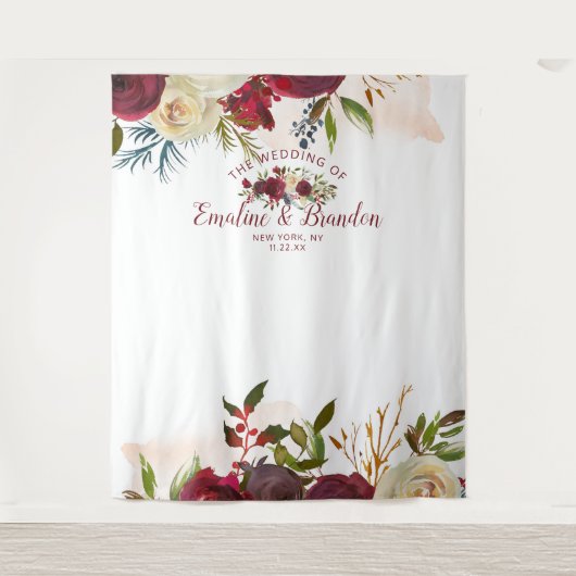 Mistletoe Manor Trouwfoto booth achtergrond Wandkleed (Voorkant)