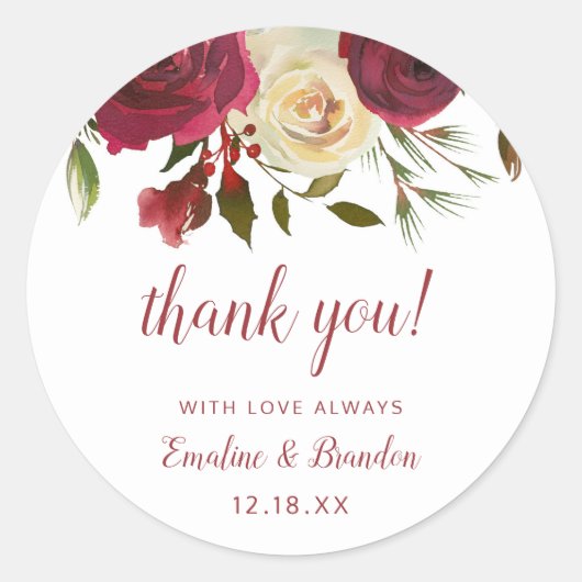 Mistletoe Manor Waterverf Chic Wedding Dank je Ronde Sticker (Voorkant)