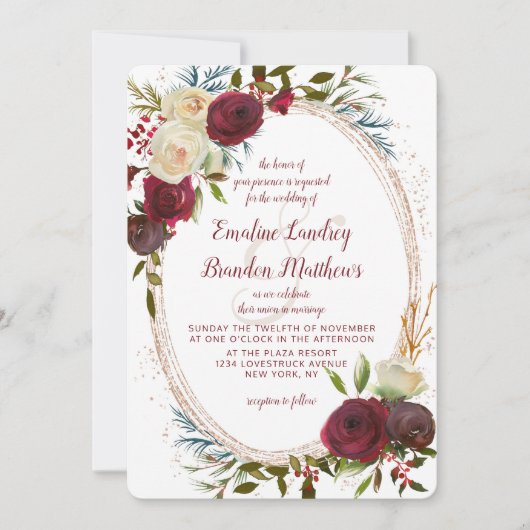 Mistletoe Manor Waterverf Elegant Ovaal Bruiloft Kaart (Voorkant)