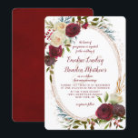 Mistletoe Manor Waterverf Elegant Ovaal Bruiloft Kaart<br><div class="desc">Mistletoe Manor Waterverf Lush Winter Rozen Design met handgeschilderde bloemstukken, Holly Berry Leaves, Pine Spring Foliage. Kleurrijke Marsala, Wijn Merlot Rood, Bourgogne, Ivoor Cream, en Groen. Met Swirly Chic Typography Brush Script Fonts, en Roos Gold Glitter Folie, Waterverf penseelstreken, en Elegant Ovaal Lijst ontwerp- Wedding Invitations! ~ Controleer mijn winkel...</div>