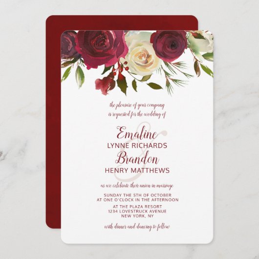 Mistletoe Manor Waterverf Lush Top Border Bruiloft Kaart (Voorkant / Achterkant)