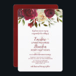 Mistletoe Manor Waterverf Lush Top Border Bruiloft Kaart<br><div class="desc">Mistletoe Manor Waterverf Lush Winter Rozen Design met handgeschilderde bloemstukken, Holly Berry Leaves, Pine Spring Foliage. Kleurrijke Marsala, Wijn Merlot Rood, Bourgogne, Ivoor Cream, en Groen. Met Swirly Chic Typography Brush Script Fonts, en Elegant floral top border design- Bruiloft uitnodigingen! ~ Controleer mijn winkel om de hele Wedding suite te...</div>