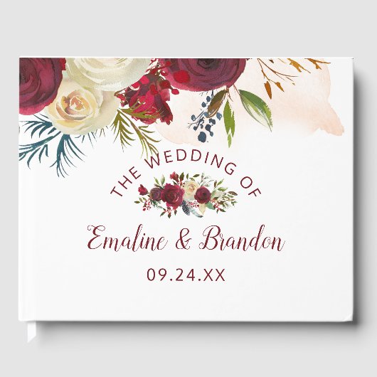 Mistletoe Manor Waterverf Winter Bloemenbruiloft Gastenboek (Voorkant)