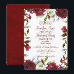 Mistletoe Manor Waterverf Winter Border Bruiloft Kaart<br><div class="desc">Mistletoe Manor Waterverf Lush Winter Rozen Design met handgeschilderde bloemstukken, Holly Berry Leaves, Pine Spring Foliage. Kleurrijke Marsala, Wijn Merlot Rood, Bourgogne, Ivoor Cream, en Groen. Met Swirly Chic Typography Brush Script Fonts, Botanical Border en Elegant bloemenontwerp - bruiloft uitnodigingen! ~ Controleer mijn winkel om de volledige bruidssuite voor dit...</div>