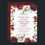 Mistletoe Manor Waterverf Winter Border Bruiloft Kaart<br><div class="desc">Mistletoe Manor Waterverf Lush Winter Rozen Design met handgeschilderde bloemstukken, Holly Berry Leaves, Pine Spring Foliage. Kleurrijke Marsala, Wijn Merlot Rood, Bourgogne, Ivoor Cream, en Groen. Met Swirly Chic Typography Brush Script Fonts, Botanical Border en Elegant bloemenontwerp - bruiloft uitnodigingen! ~ Controleer mijn winkel om de volledige bruidssuite voor dit...</div>