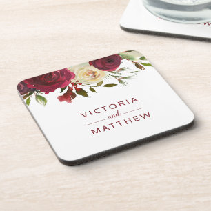 Mistletoe Manor Waterverf Winter Bruiloftsmonogram Bier Onderzetter