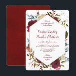 Mistletoe Manor Waterverf Winter Hexagon Bruiloft Kaart<br><div class="desc">Mistletoe Manor Waterverf Lush Winter Rozen Design met handgeschilderde bloemstukken, Holly Berry Leaves, Pine Spring Foliage. Kleurrijke Marsala, Wijn Merlot Rood, Bourgogne, Ivoor Cream, en Groen. Met Swirly Chic Typography Brush Script Fonts, en Roos Gold Glitter Folie Geometrisch zeshoek Lijst, en Elegant bloemenontwerp - bruiloft uitnodigingen! ~ Controleer mijn winkel...</div>