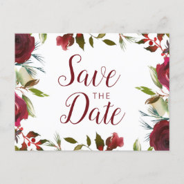 Mistletoe Manor Waterverf Winter Save the Date Aankondigingskaart