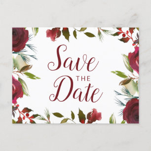 Mistletoe Manor Waterverf Winter Save the Date Aankondigingskaart