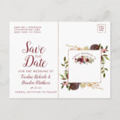 Mistletoe Manor Waterverf Winter Save the Date Aankondigingskaart (Achterkant)