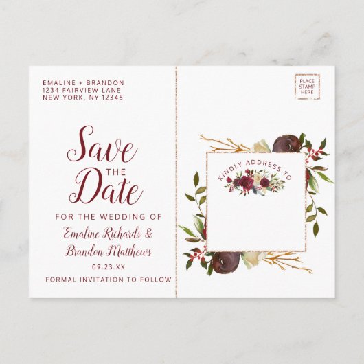 Mistletoe Manor Waterverf Winter Save the Date Aankondigingskaart (Achterkant)