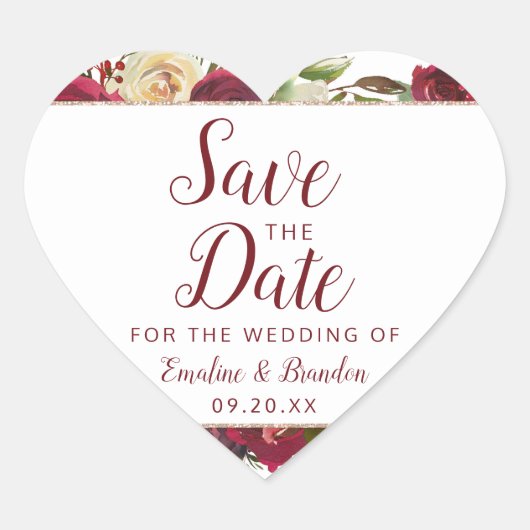 Mistletoe Manor Waterverf Winter Save the Date Hart Sticker (Voorkant)