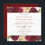 Mistletoe Manor Waterverf Winter Trouwplein Kaart<br><div class="desc">Mistletoe Manor Waterverf Lush Winter Rozen Design met handgeschilderde bloemstukken, Holly Berry Leaves, Pine Spring Foliage. Kleurrijke Marsala, Wijn Merlot Rood, Bourgogne, Ivoor Cream, en Groen. Met Swirly Chic Typography Brush Script Fonts, en Roos Gold Glitter Folie, en Elegant bloemenontwerp Top Border design- Wedding Square Invitations! ~ Controleer mijn winkel...</div>