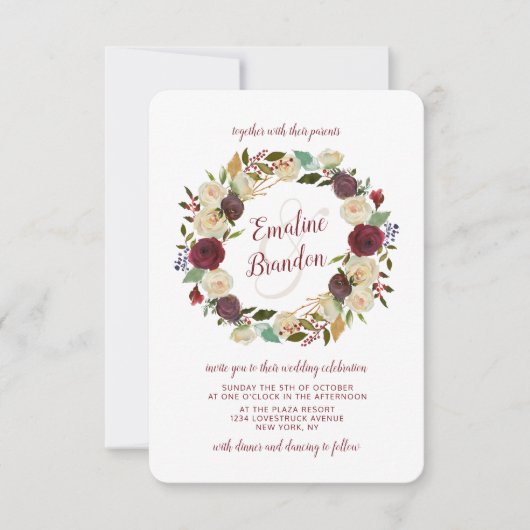 Mistletoe Manor Waterverf Winterkrans bruiloft Kaart (Voorkant)