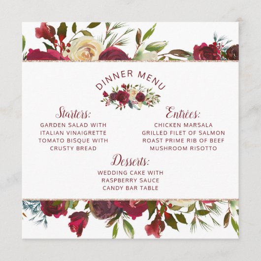 Mistletoe Manor Waterverf Winterplein Diner Menu (Voorkant)