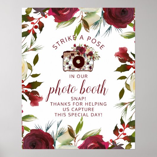 Mistletoe Manor Winter Foto Booth Huwelijksbord Poster (Voorkant)