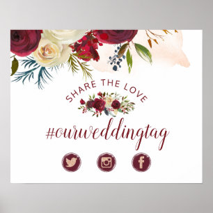 Mistletoe Manor Winter Share the Love Wedding Sign Poster