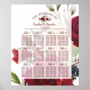 Mistletoe Manor Winter Wedding Table Seating Chart Poster