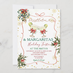 Mistletoe Margaritas Hand getrokken Vakantie Fiest Kaart