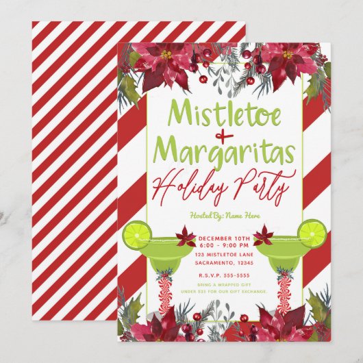 Mistletoe & Margaritas Kerstfeest Fiesta Kaart (Voorkant / Achterkant)