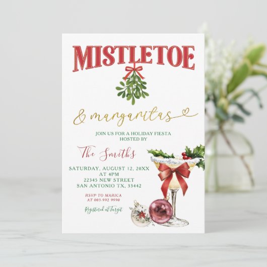 Mistletoe & Margaritas Winter Holiday Fiesta Party Kaart (Staand voorkant)