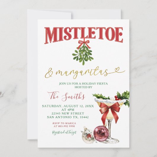 Mistletoe & Margaritas Winter Kerstfeest Fiesta Fe Kaart (Voorkant)