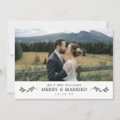 Mistletoe Merry Gehuwd Foto Kerstdank Bedankkaart (Voorkant)