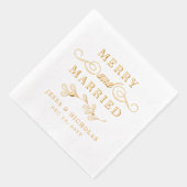 Mistletoe Merry & Getrouwd Kerst Huwelijk Folie Servetten (Rechts)