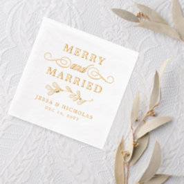Mistletoe Merry & Getrouwd Kerst Huwelijk Folie Servetten