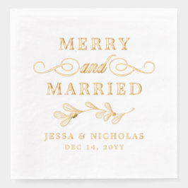 Mistletoe Merry & Getrouwd Kerst Huwelijk Folie Servetten