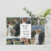 Mistletoe Merry Married Photo Collage Kerstmis Bedankkaart (Staand voorkant)